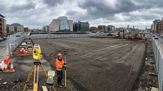 Drainage pipe installation on a commercial building site in Ireland