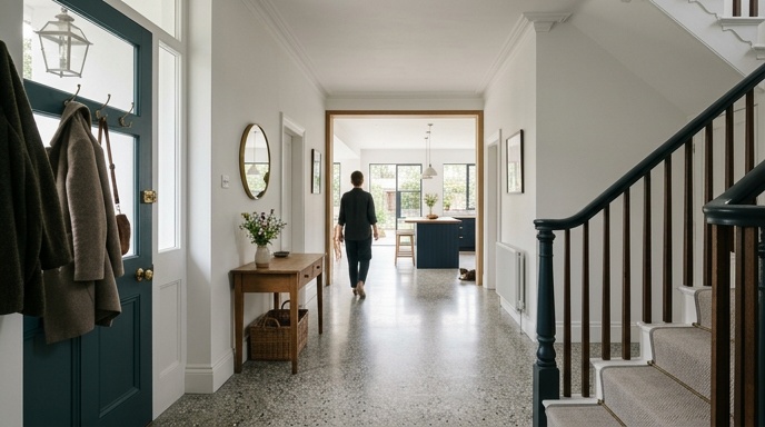 How Can Terrazzo Give Your Home a Style Update? 2 Close-up of polished terrazzo surface showing marble and glass chips