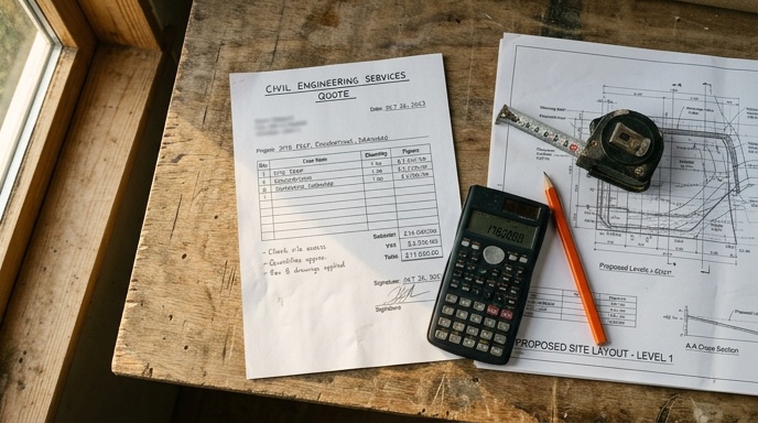 Civil Engineering Contractor Costs in Ireland: What to Expect 2 Small excavator digging a foundation trench with drainage pipes nearby