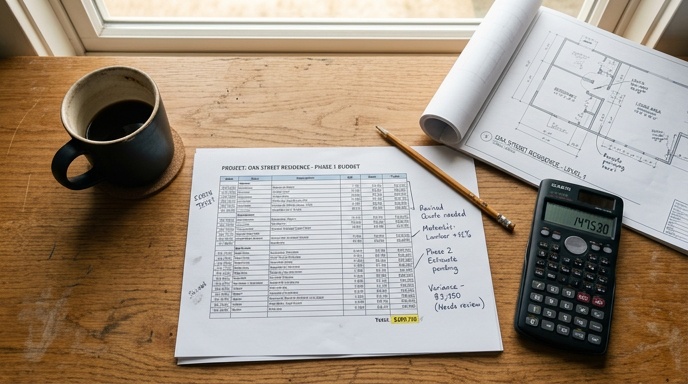 10 Common Construction Project Mistakes to Avoid 1 Site foreman reviewing construction drawings on an unfinished project